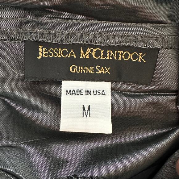 Jessica McClintock Gunne Sax VTG Metallic Pewter A Line Witchy Maxi Skirt M - Picture 4 of 8